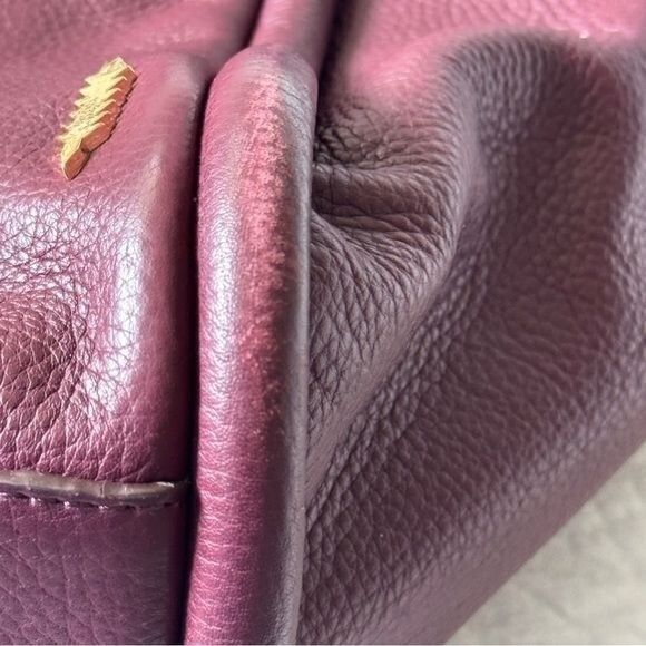 Thacker Darcy Leather Maroon Dual Top Handle Large Shoulder Tote Bag Purse - Picture 3 of 12